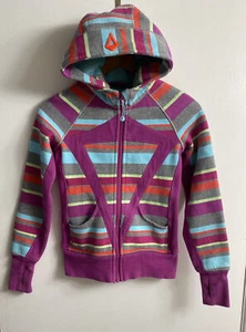 IVIVVA By Lululemon Girls Scuba Stripe Hoodie Zipper Jacket Sz 10 Activewear EUC - Picture 1 of 8