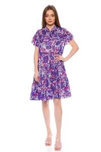 Isabel Marant Etoile Womens Abstract Printed Lanikaye Smocked Cotton Dress L 38 - Picture 1 of 12
