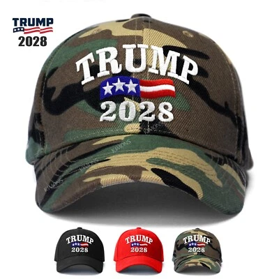 Donald Trump 2028 Hat Trucker Cap Baseball MAGA USA Flag - Image 1 of 4