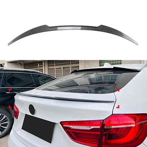 Rear Trunk Spoiler Lip Wing For BMW X6 F16 X6M 2014-2020 Black Carbon Fiber Look - Picture 1 of 11