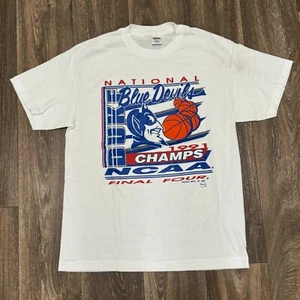 VTG Duke Basketball Shirt Men's Large White Single Stitch Final Four 90s Trench - Bild 1 von 8