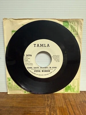 Stevie Wonder Signed Sealed Delivered I'm Yours 7" Promo 1970 Tamla White Label Foto 1 de 2
