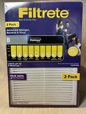 2-PACK Filtrete B ALLERGEN BACTERIA VIRUSES AIRPURIFIER FILTER Holmes HAP8650 B - Image 1 of 4