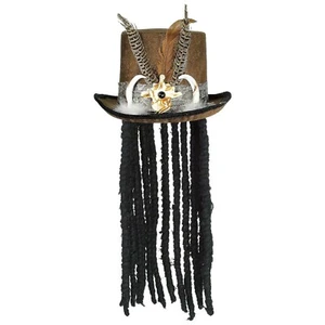 Voodoo Witch Doctor Hat With Dreads Accessories Fancy Party Halloween Costume - Picture 1 of 3