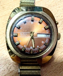⏱️ SLAVA Herrenarmbanduhr – Automatikuhr aus den 70er Jahren, Vergoldet ⏱️ - Picture 1 of 6