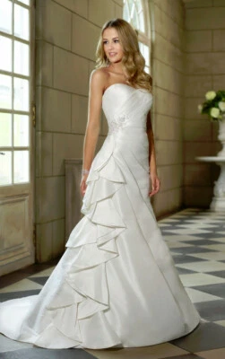 Stella York Wedding  Dress Ivory 10 French Mikado Gown Crystal Strapless Draping - Image 1 of 4