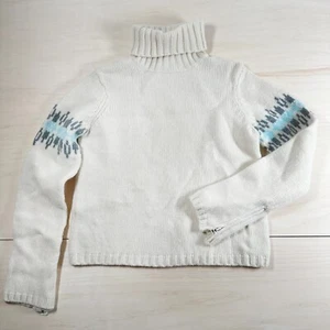 American Eagle Lambswool Pullover Damen Gr. L Creme Blau Isländischer Stil - Bild 1 von 6