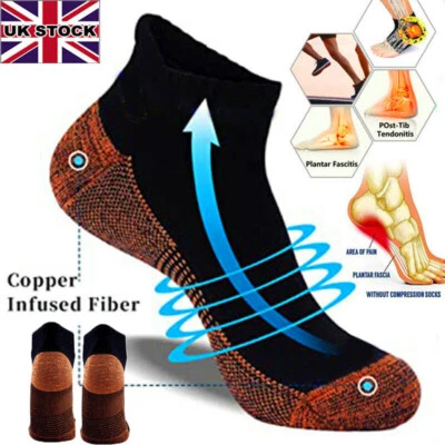 Copper Infused Plantar Fasciitis Socks Compression Foot Arch Support Pain Relief - Image 1 of 4