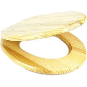 NEW 18" PINE MDF WOODED UNIVERSAL TOILET SEAT EASY FIT ADJUSTABLE FITTINGS W/C - Picture 1 of 2