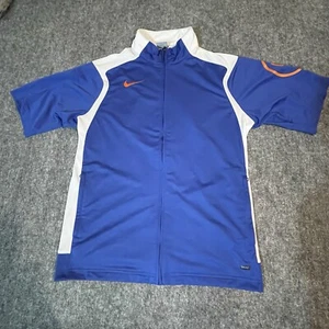 Nike Dri-Fit Trainingsjacke blau weiß durchgehender Reißverschluss Größe Medium Sportbekleidung - Bild 1 von 13