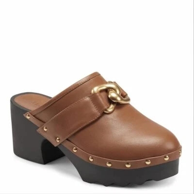 Zuecos de cuero de vino Crosby con cabeza de clavo dorada aerosoles nuevos sin caja talla 10,5 Foto 1 de 4