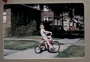 VTG Lot 3 Slide/Photos of Cute Boy Front Steps on Red Tricycle 1962 Summer JFK - Picture 1 of 7