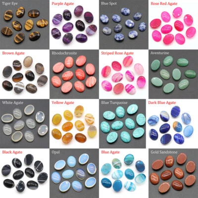 Oval Flat Back Cab Cabochon Natural Gemstone Beads Polished Jewelry Making - Image 1 of 4
