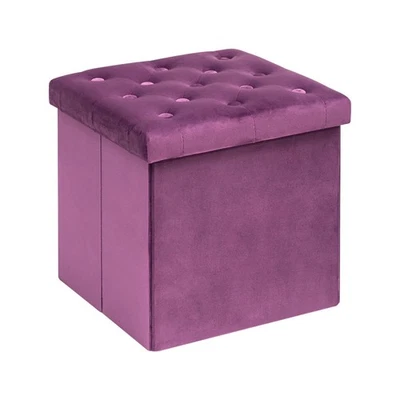 Storage Ottoman Cube Velvet Tufted Folding Ottomans with Lid, Footstool Rest ... - Image 1 of 4