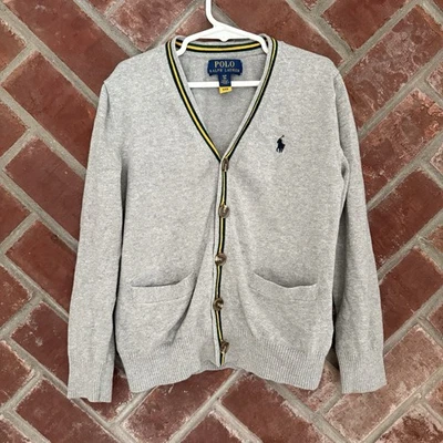 Свитер кардиган детский для мальчиков Polo Ralph Lauren маленький 8 серый на пуговицах синий пони - Изображение 1 из 4
