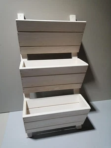 2 Stück Wandbeet mit 3 Pflanzkästen | Blumentreppe aus Holz | 38 x 17,5 x 79 cm - Bild 1 von 3
