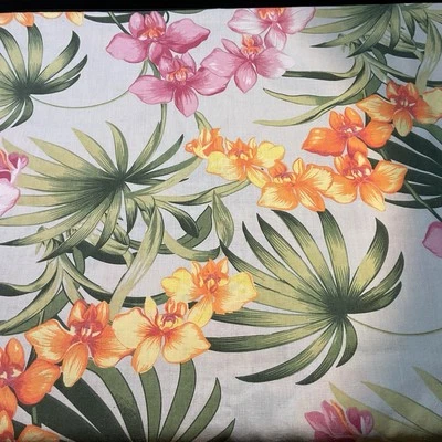 Tommy Bahama 50 X 70 Rectangular Tropical Orchid Floral Tablecloth Linen Blend - Image 1 of 4