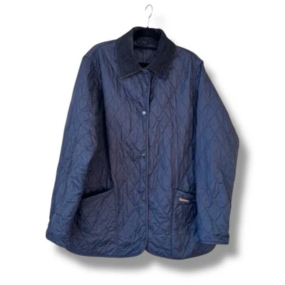 Barbour Womens Liddesdale Quilted Jacket Navy UK 18 Cord Collar Lightweight Coat — 第 1/4 张图片