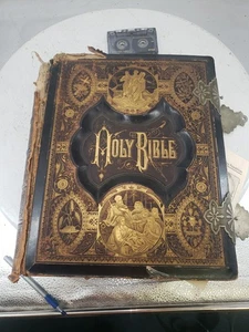 Antique 1881 Holy Bible Old & New Testaments w/2500+Illustrations - Imagen 1 de 24