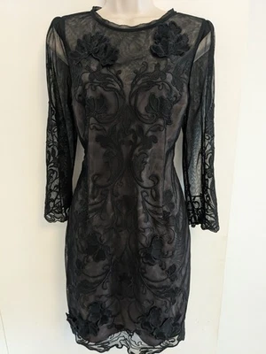 Beautiful Rare Vintage Karen Millen Black Lace Cocktail Party Dress 10-12 - Image 1 of 4