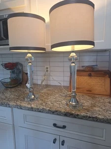 Set Of 2 Crystal 28-1/2" Table Lamps. Shades not Included. - Picture 1 of 8