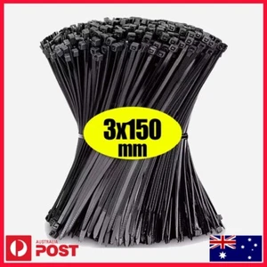50x Cable Ties Zip Ties 3x150mm Nylon UV Stabilised Bulk Black Cable Ties - Picture 1 of 1