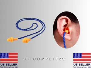 Reusable Corded Ear Plugs Hearing Safety Soft Silicone for Work & Sleep - Picture 1 of 10