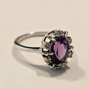 Amethyst Diamond 14kt White Gold Cocktail Ring - Picture 1 of 10