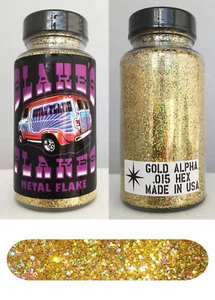 Blakes Metal Flake .015 Gold Alpha Prismatic Hot Rod custom automotive 2oz jar - Picture 1 of 2