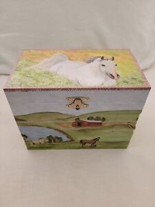 Enchantmints Hideaway Horse Music Jewelry Box With 4 Side Drawers/Spinning Horse