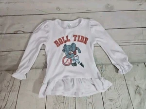 Toddler Girls Size 4T Laughing Giraffe White Roll Tide Long Sleeve Shirt Alabama - Picture 1 of 6