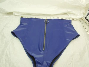 THE ARMORY BLUE LATEX COTTON LINED ZIPPER BRIEFS (NEW) SZ. U.K. 14 or U.S. 11/12 - Picture 1 of 8