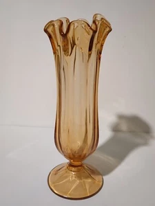 Vintage Westmoreland Kolonial Bernstein geschwungener Glassockel 12,5" Vase - Bild 1 von 13
