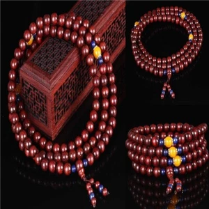 Pulsera de palo de rosa natural 8 mm 108 + cuentas de lapislázuli Mala zazen oración - Imagen 1 de 8