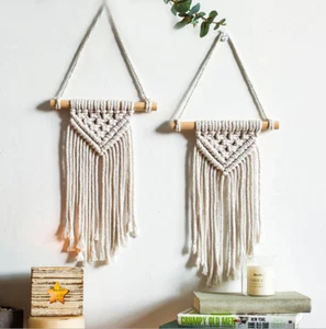 Macrame Tejido Borla Bohemia Borla Tapiz Ornamento Pared Colgante Home Art Decor Gift - Imagen 1 de 9