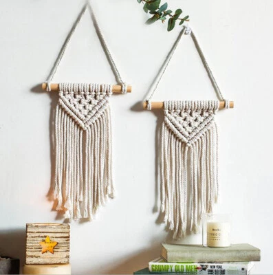 Macramé Tejido Bohemio Borla Tapiz Adorno Colgante de Pared Hogar Arte Decoración Regalo Foto 1 de 4
