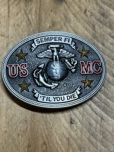 QL15115 GROSSE **USMC SEMPER FI TIL YOU DIE ** MILITÄRISCHE GEDENKGÜRTELSCHNALLE - Bild 1 von 2
