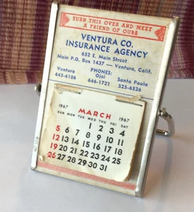 Vintage 1967 Ventura Co. Insurance Agency Advertising Calendar & Mirror - Picture 1 of 2