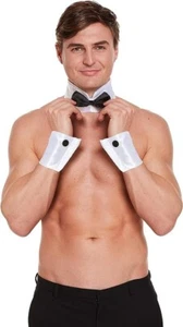 Stripper Set Bow Tie Collar Cuffs Topless Waiter Fancy Dress Male Hen Party UK - Picture 1 of 3