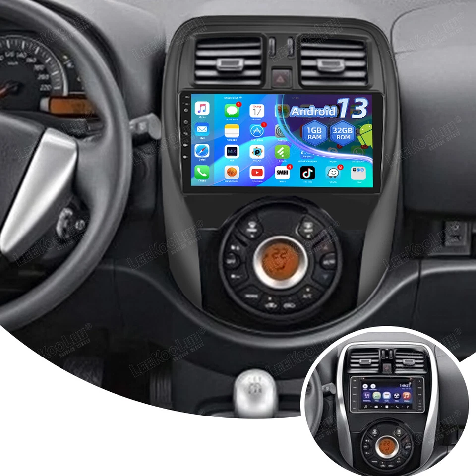 LEEKOOLUU Radio Coche NISSAN MICRA 4 K13 2010-2016 Android 13.0 GPS WIFI RDS FM 1G+32G