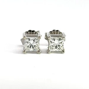 1.01CT Princess Cut Natural Diamond Studs GIA - Picture 1 of 5