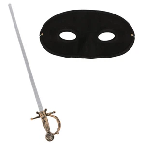 SWORD & EYE MASK SET COSTUME MUSKETEER HIGHWAY RAT BANDIT TOY WEAPON FANCY DRESS - Picture 1 of 4