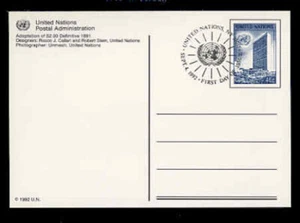 UX19 40c U.N. HEADQUARTERS POSTAL CARD FDC - UNCACHETED - Imagen 1 de 2