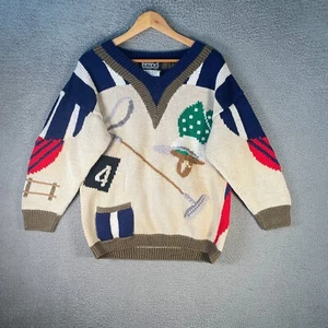 Bereck NY Hand Knit Polo Sweater, Vintage Polo Design, Multi-Color - Picture 1 of 9