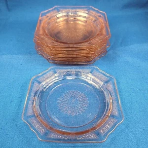 Vintage PRINCESS Pink Depression Glass Bread Butter Plate 7 pcs ANCHOR HOCKING  - Picture 1 of 14