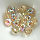 5 Beads - 14mm Dome - Crystal Lemon Rainbow - Czech Glass