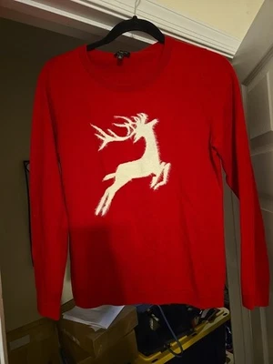TALBOTS Sweater Womens Sz Small P Holiday Soft Cashmere Winter Cozy Reindeer - Image 1 of 4