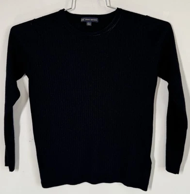 Brooks Brothers 346 Women’s Thin Knit Ribbed Navy Blue Wool Pullover Sweater L - Image 1 of 4