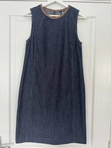 RALPH LAUREN BLUE DENIM SHIFT DRESS WITH LEATHER DETAIL EXCELLENT CONDITION - Picture 1 of 10