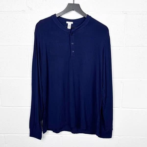 Eberjey Herren Langarm Henry PJ Top Henley Hemd Navy Blau Medium Modal Mischung - Bild 1 von 7